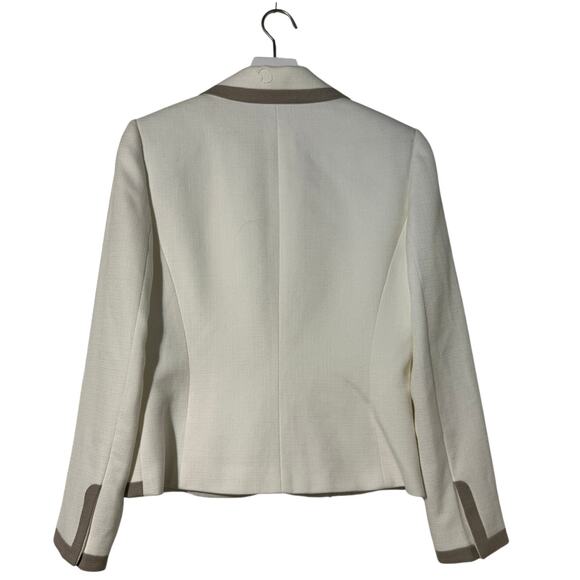 Tahari Arthur S Levine Women’s Blazer Size 8 Linen Blend Neutral Taupe White - Picture 2 of 8